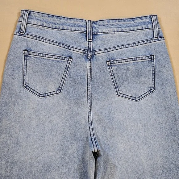 Wisteria Lane‎ Wide Leg Cuffed Womens Size Medium High-Rise Stretch Light Wash